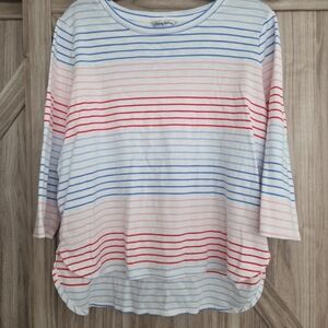 Tommy Bahama Multicolor Striped Cotton 3/4 Sleeve Women's Top